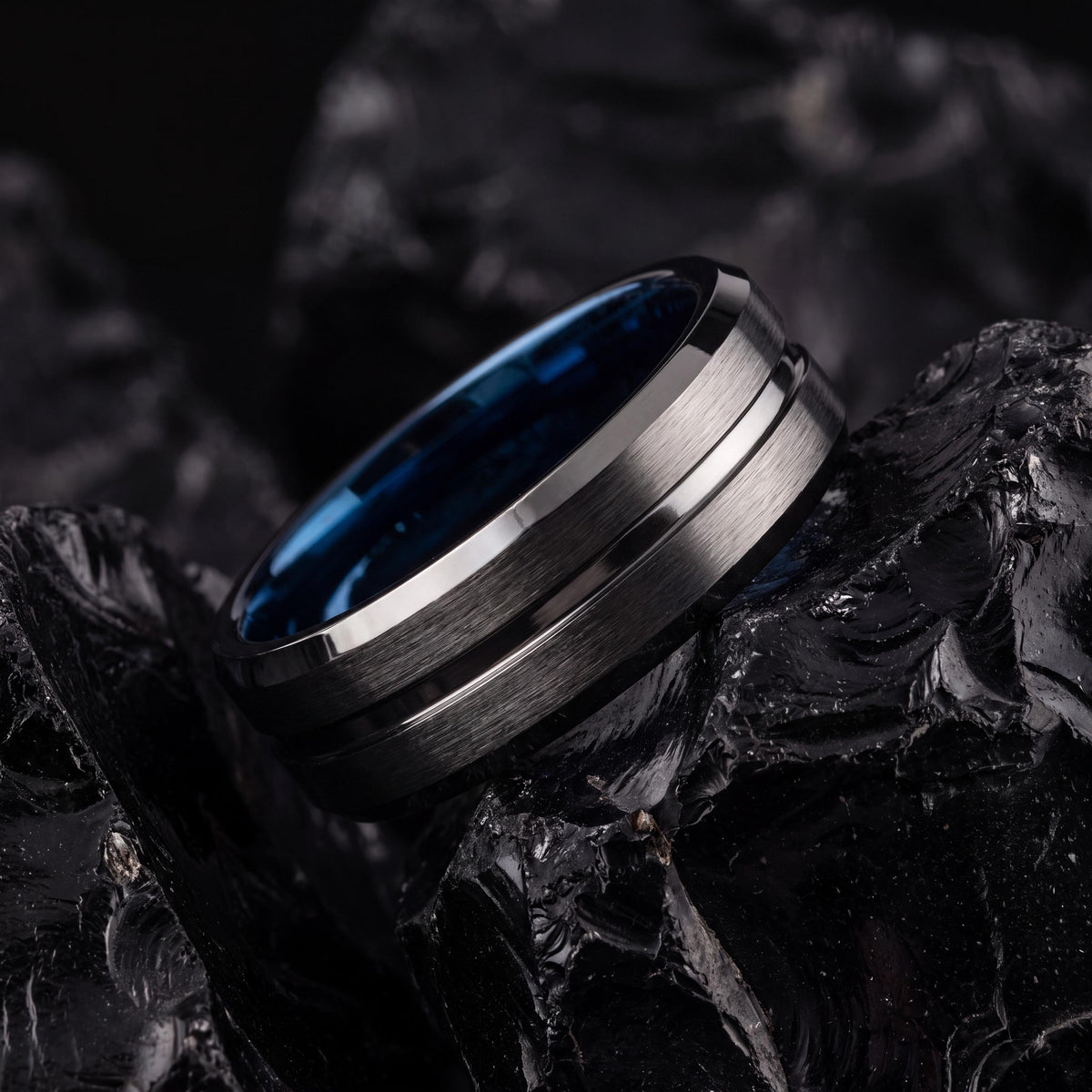 Mens Wedding Band,Mens Wedding Band Tungsten,Wedding Band Men,Curved Wedding Bands Women,Male Wedding Band Gunmetal 8mm,Dusty Blue Wedding,8
