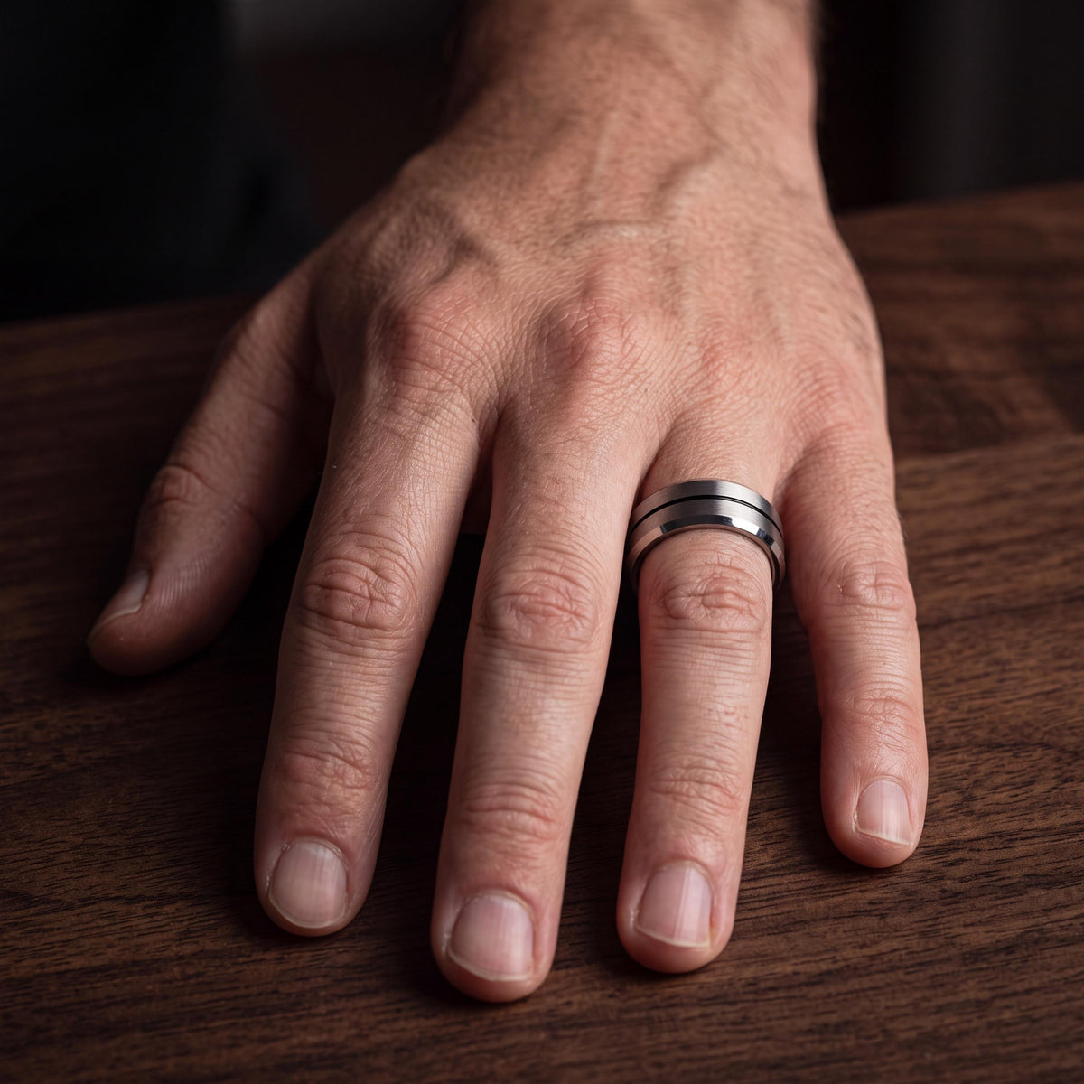 Mens Wedding Band Tungsten,Mens Wedding Rings,Thin Wedding Band,Silver Mens Rings,Mens Black Wedding Band,Black and Silver Mens Wedding Band