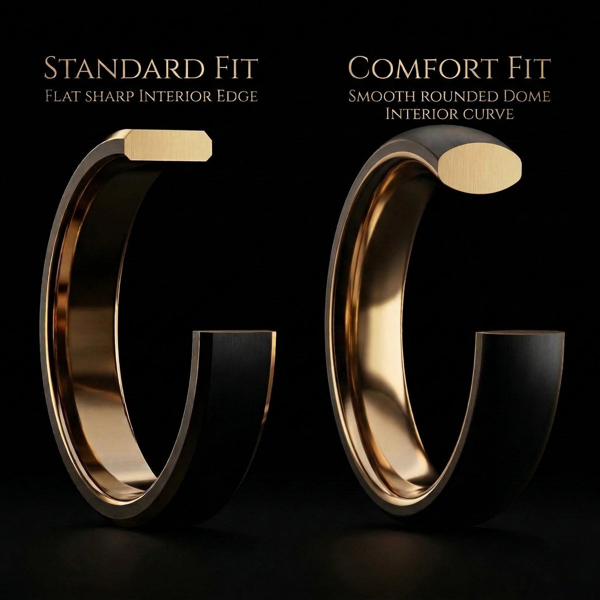 Black Tungsten Wedding Band Set, Blue Center Line, Personalized Promise Rings