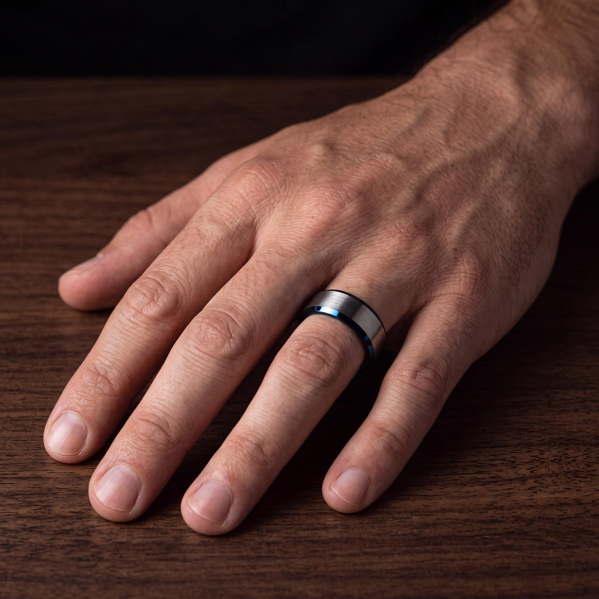 Mens Wedding Band Tungsten,Mens Wedding Rings,Mens Wedding Band Engraved,Gunmetal Men Wedding Band,Chunky Silver Rings,Dusty Blue Wedding,10