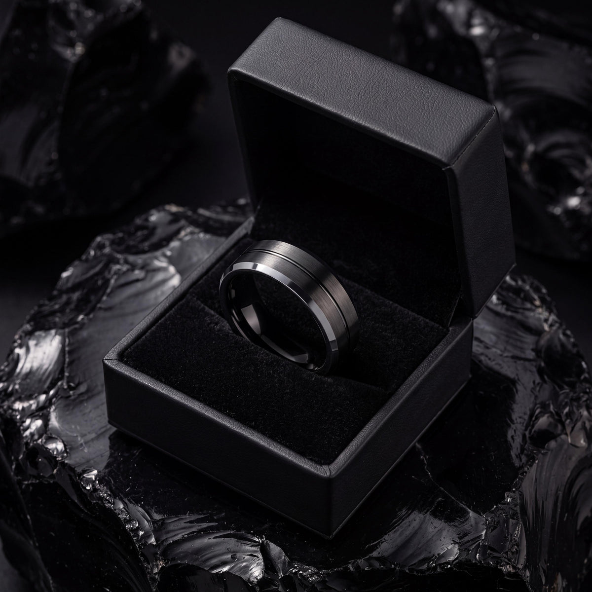 Tungsten Wedding Band, Womens Mens Wedding Ring, Black Metal Ring, Couple Promise Ring, Personalized Gifts For Couple, women, men