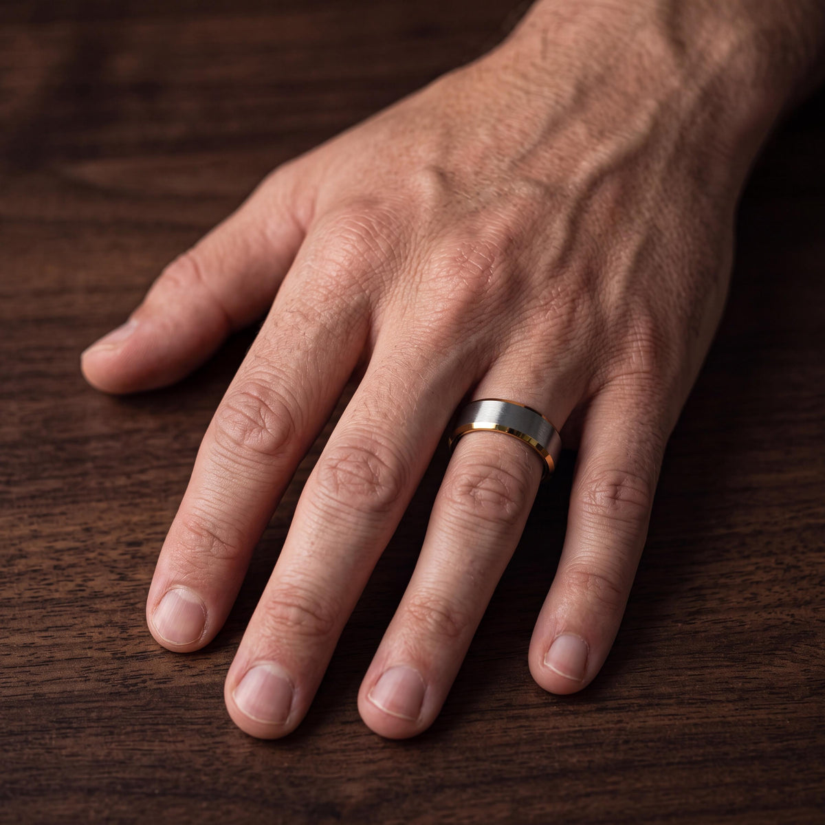 Mens Tungsten Wedding Band,Couples Wedding Bands,Size 6 Wide Wedding Band,Gold Jewelry Rings,Mens Hammered Silver Rings,Gold and Silver Ring