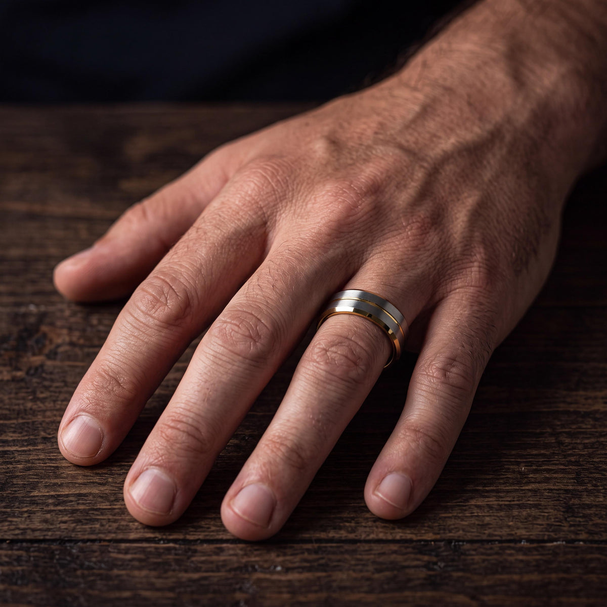 Mens Tungsten Wedding Band,Wedding Band Men,Wedding Bands Minimalist,Simple Gold Band,Mens Hammered Silver Rings,Silver and Gold Ring Set,10