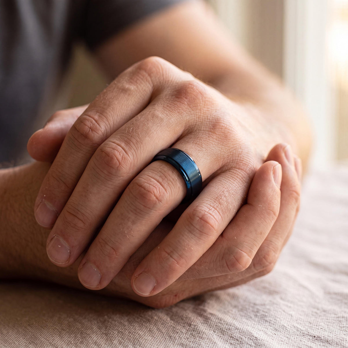 Mens Wedding Band,Mens Tungsten Wedding Band,Matching Wedding Bands His And Hers,Mens Wedding Comfort Band,Blue Wedding Bands,For,Gifts,Year