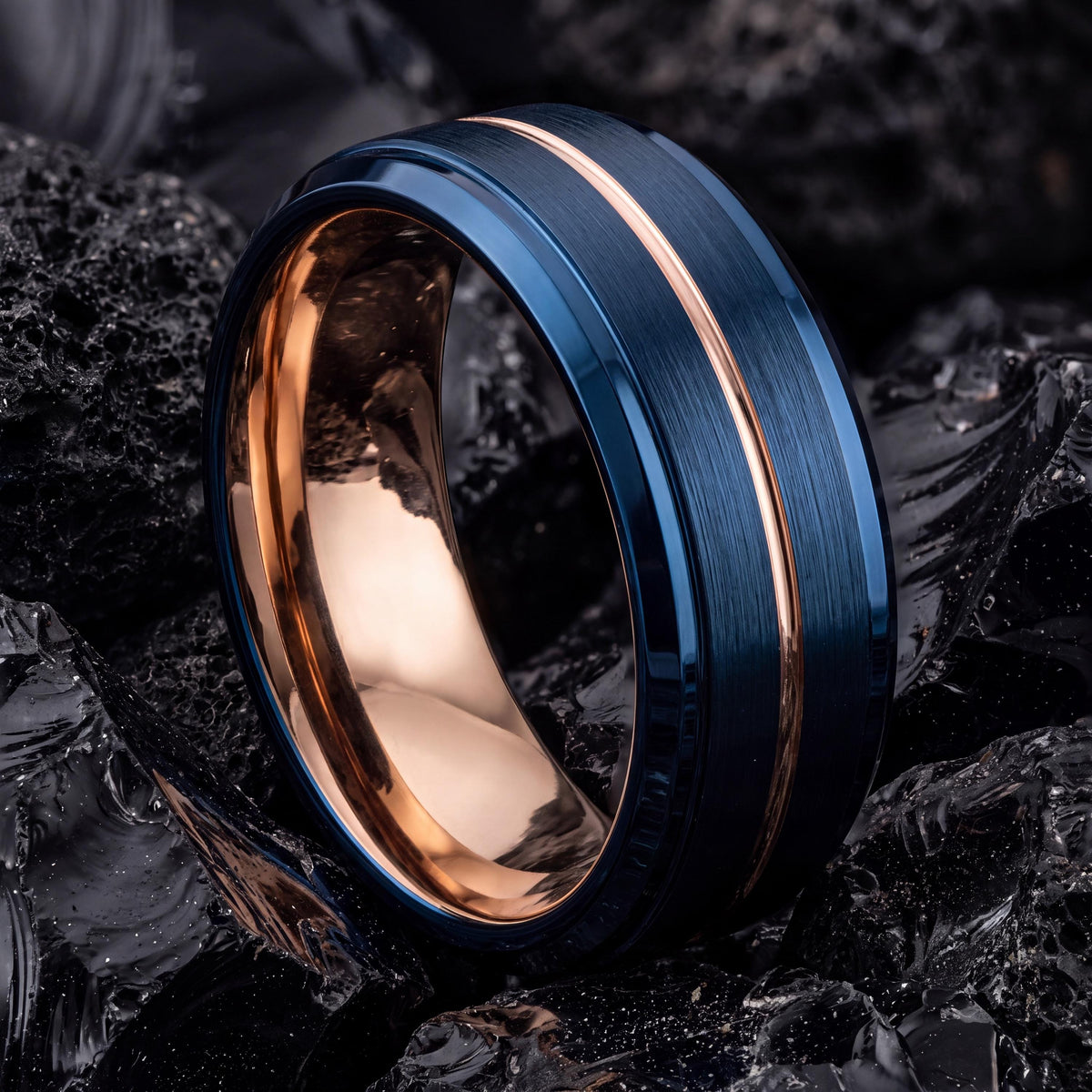Wedding Ring,Mens Wedding Band Tungsten,Wedding Engagement Rings,Wedding Band Tungsten Carbide,Rose Gold Wedding Band Women,Mens Blue Ring,8