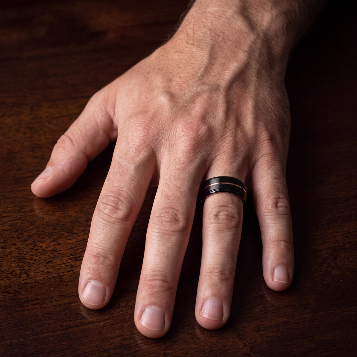 Mens Wedding Band Tungsten,Matching Wedding Bands His and Hers,Two Tone Mens Wedding Rings,Black Line Rose,Rose Gold Jewelry,Black Friday,10