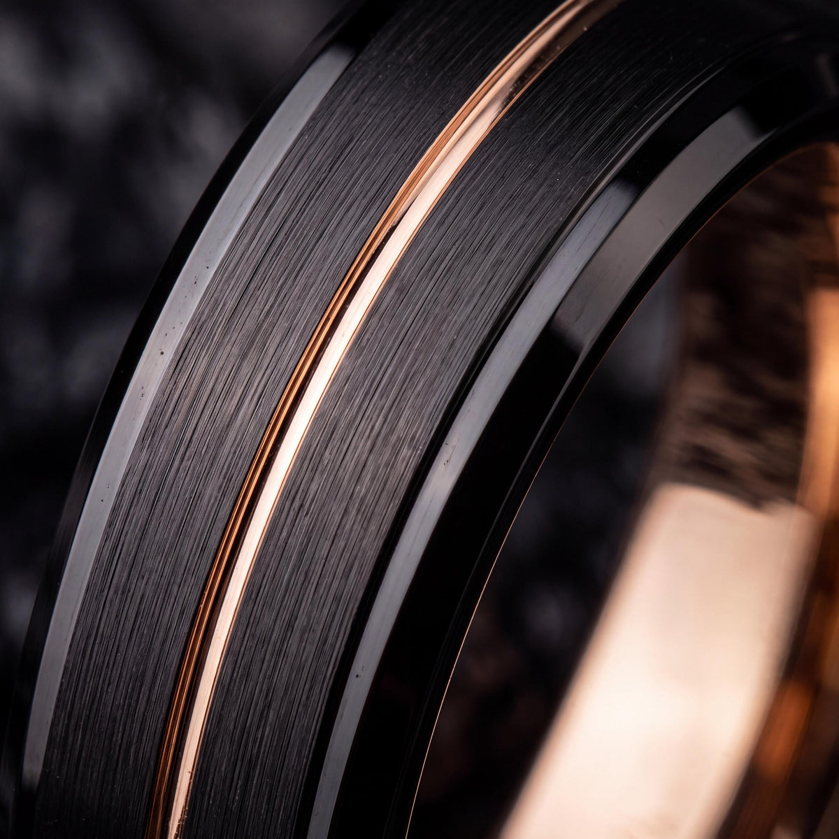 Mens Wedding Band Tungsten,Matching Wedding Bands His and Hers,Two Tone Mens Wedding Rings,Black Line Rose,Rose Gold Jewelry,Black Friday,10