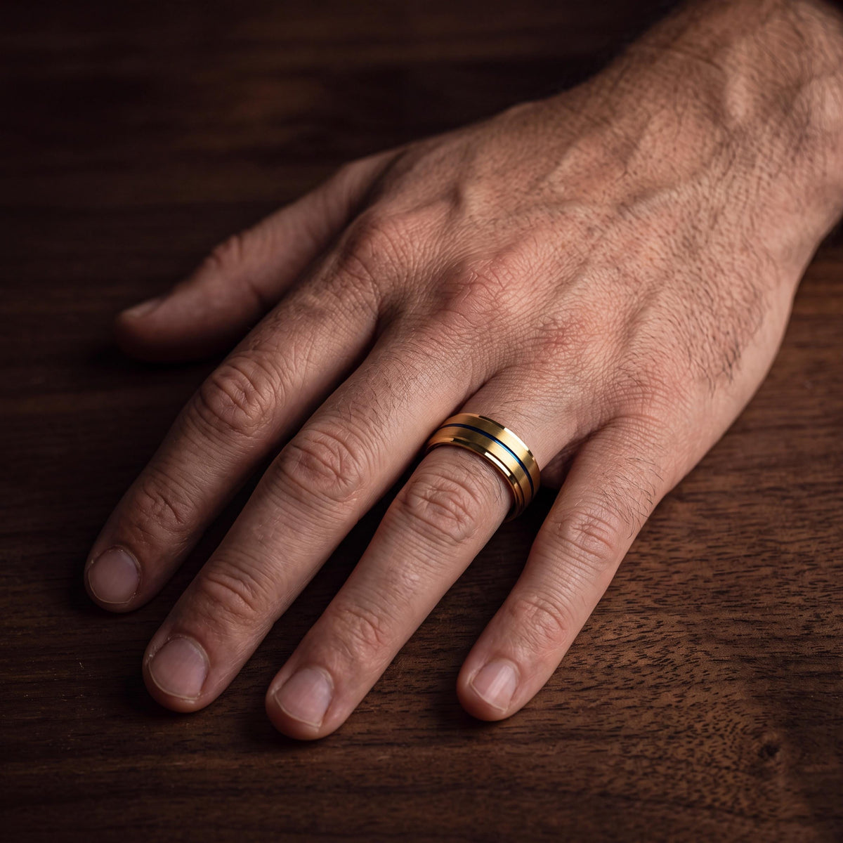 Mens Wedding Band,Mens Wedding Band Tungsten,Matching Wedding Bands His and Hers,Mens Wedding Band Etched,Gold Band 18K,Dusty Blue Wedding,8