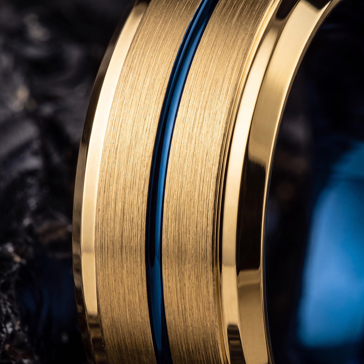 Mens Wedding Band,Mens Wedding Band Tungsten,Matching Wedding Bands His and Hers,Mens Wedding Band Etched,Gold Band 18K,Dusty Blue Wedding,8
