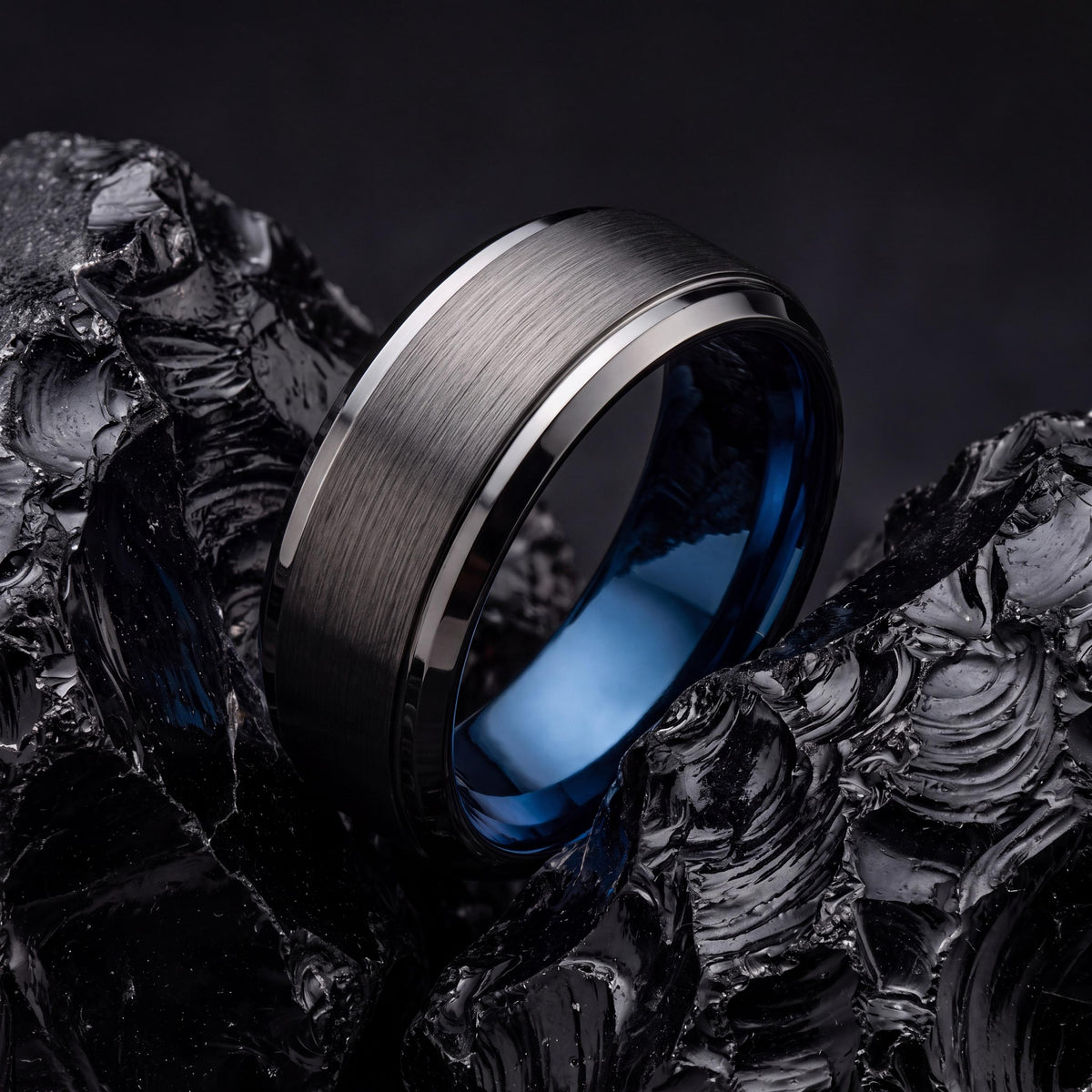 Mens Wedding Band,Mens Wedding Band Tungsten,Curved Wedding Band,Wedding Bands Women Curved,Male Wedding Band Gunmetal 6mm,Mens Rings Blue,8