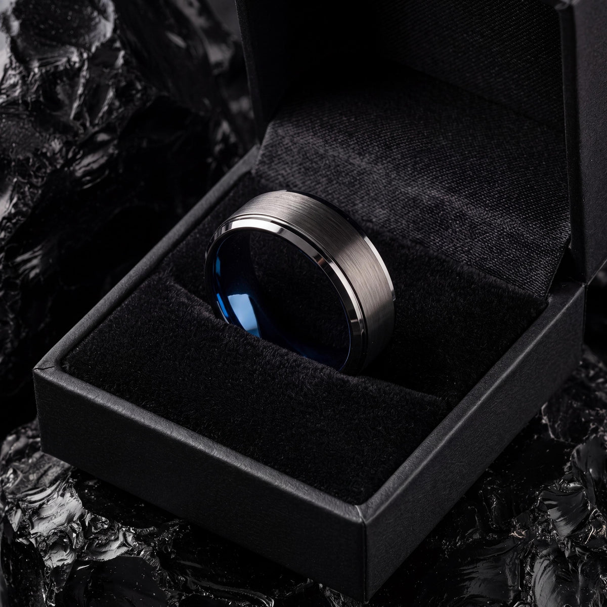 Mens Wedding Band,Mens Wedding Band Tungsten,Curved Wedding Band,Wedding Bands Women Curved,Male Wedding Band Gunmetal 6mm,Mens Rings Blue,8