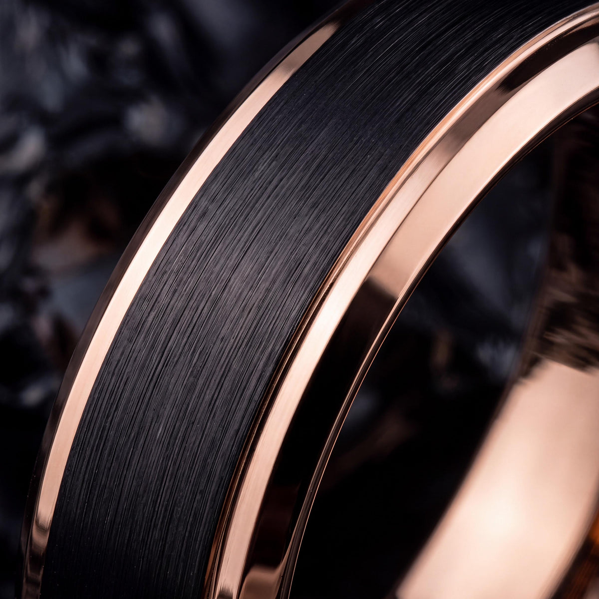 Wedding Ring,Mens Wedding Band Tungsten,His and Hers Wedding Bands,Womens Wedding Ring,Black Line Rose,Rose Gold Wedding,Black Rings Women,8