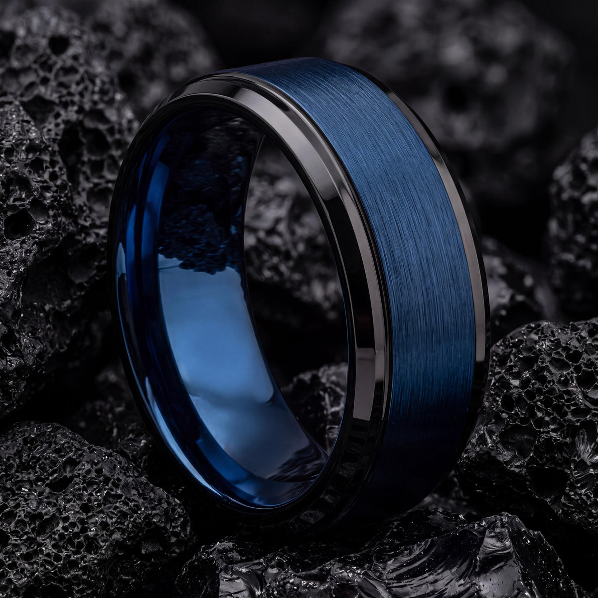 Tungsten Wedding Band,Tungsten Wedding Band,His and Hers Wedding Bands,Wedding Rings Sets His and Hers,Black,Blue Wedding Bands,For,Gifts,10
