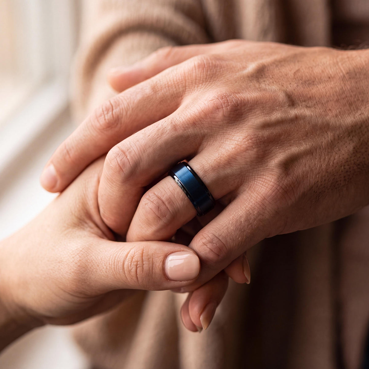 Tungsten Wedding Band,Tungsten Wedding Band,His and Hers Wedding Bands,Wedding Rings Sets His and Hers,Black,Blue Wedding Bands,For,Gifts,10