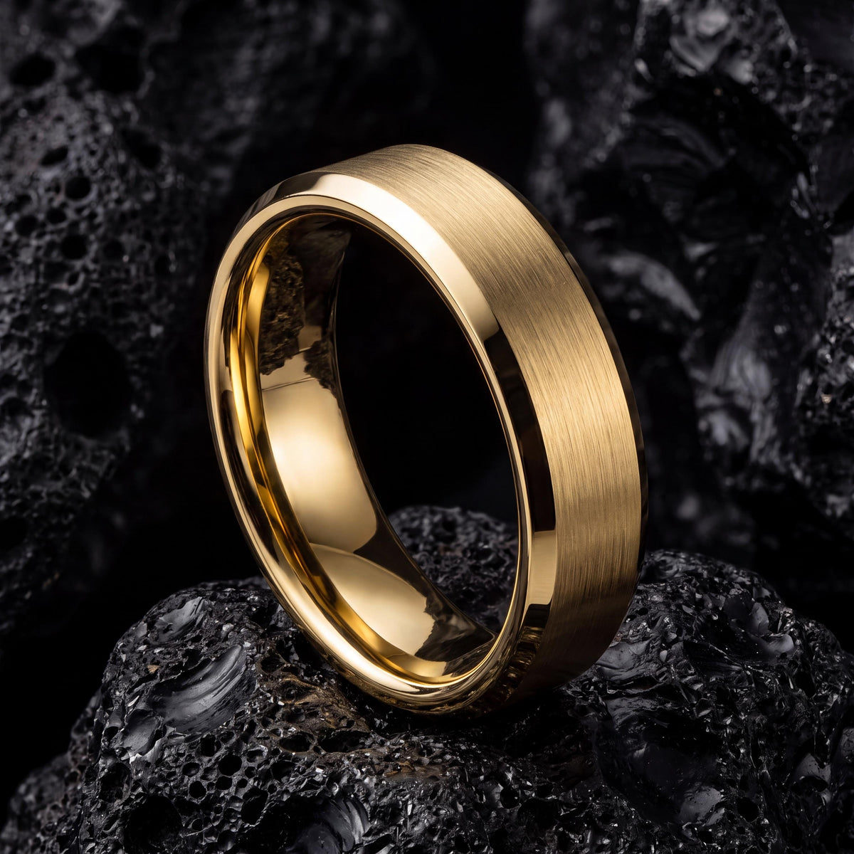Mens Wedding Band Tungsten - Gold Wedding Ring For Women - Boyfriend Christmas Gift - Engagement Gifts For Couple - Matching Ring For Friend