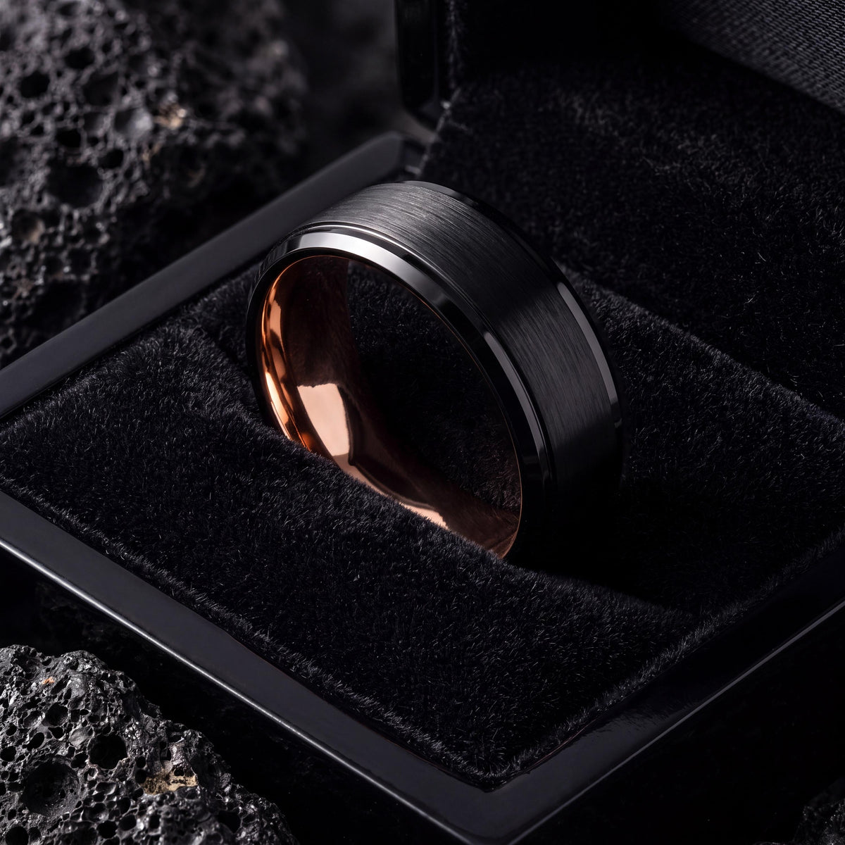 Tungsten Wedding Band,His and Hers Wedding Bands,Couple Wedding Bands,Rose Gold and Black Tungsten Wedding Band,Rose Gold Rings,Black Friday