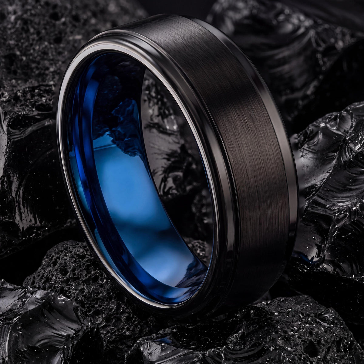 Tungsten Wedding Band,Mens Tungsten Wedding Band,Couples Wedding Bands,His and Hers Wedding Rings,Mens Wedding Band Black,Blue Wedding Bands