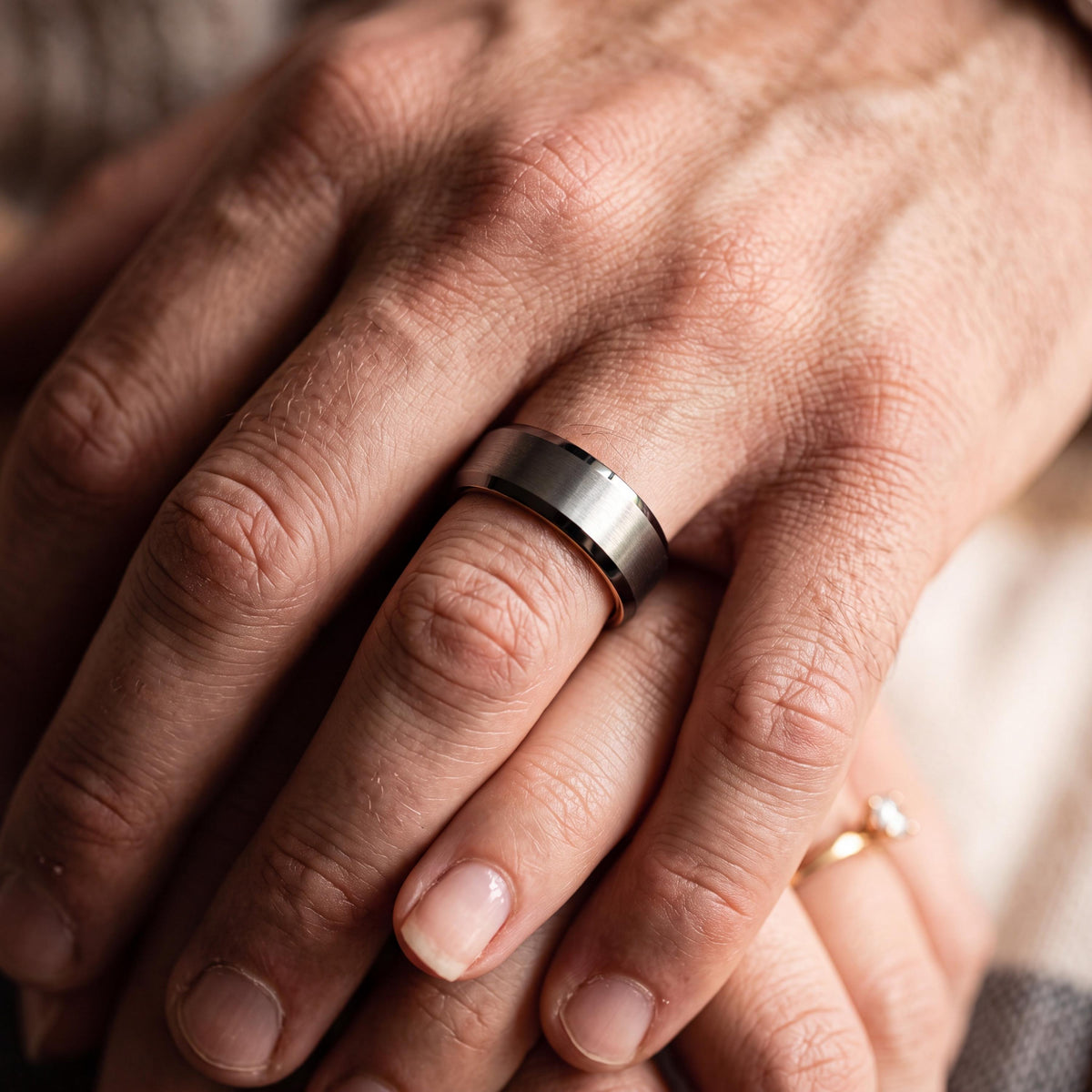 Mens Tungsten Wedding Band,Men Wedding Ring,Wedding Bands Set His and Hers Unique,Gunmetal Men Wedding Band,Silver Engagement Rings,Rosegold