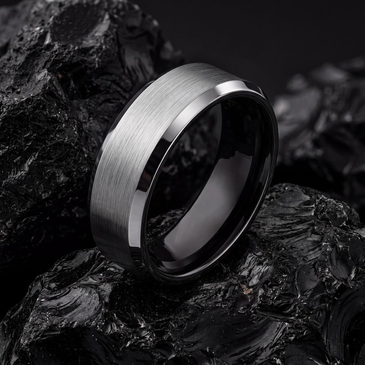Mens Wedding Band,Mens Tungsten Wedding Band,Mens Wedding Ring,Alternative Wedding,Textured Silver Ring,Black Wedding Ring,Black Silver Ring