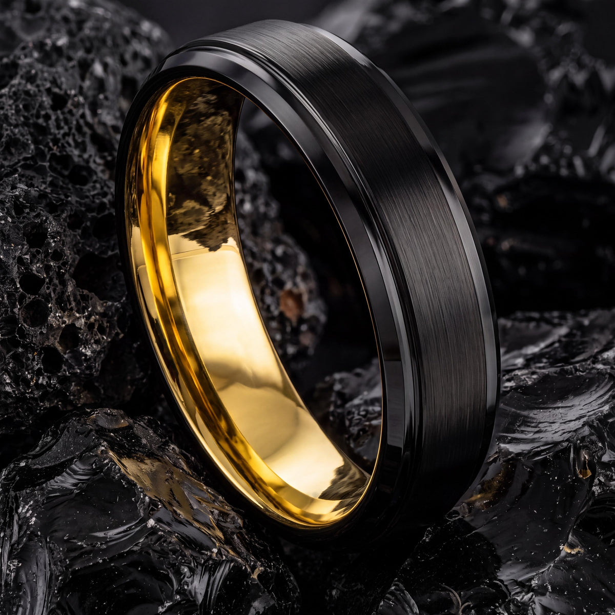 Wedding Bands,Mens Tungsten Wedding Band,Wedding Bands Set,Wedding Bands Set His and Hers,Minimalist Jewelry Gold,Black Mens Wedding Band,10