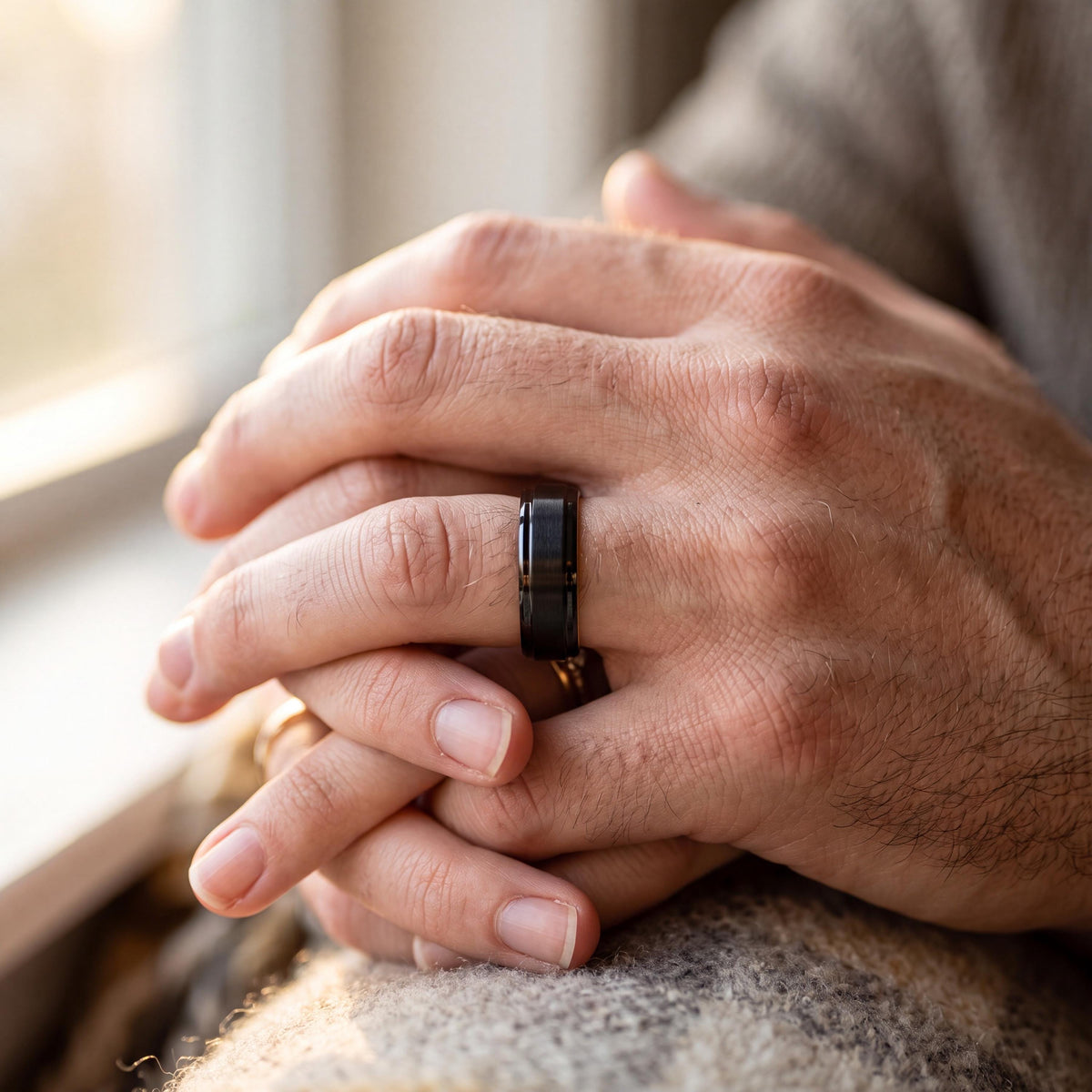 Wedding Bands,Mens Tungsten Wedding Band,Wedding Bands Set,Wedding Bands Set His and Hers,Minimalist Jewelry Gold,Black Mens Wedding Band,10