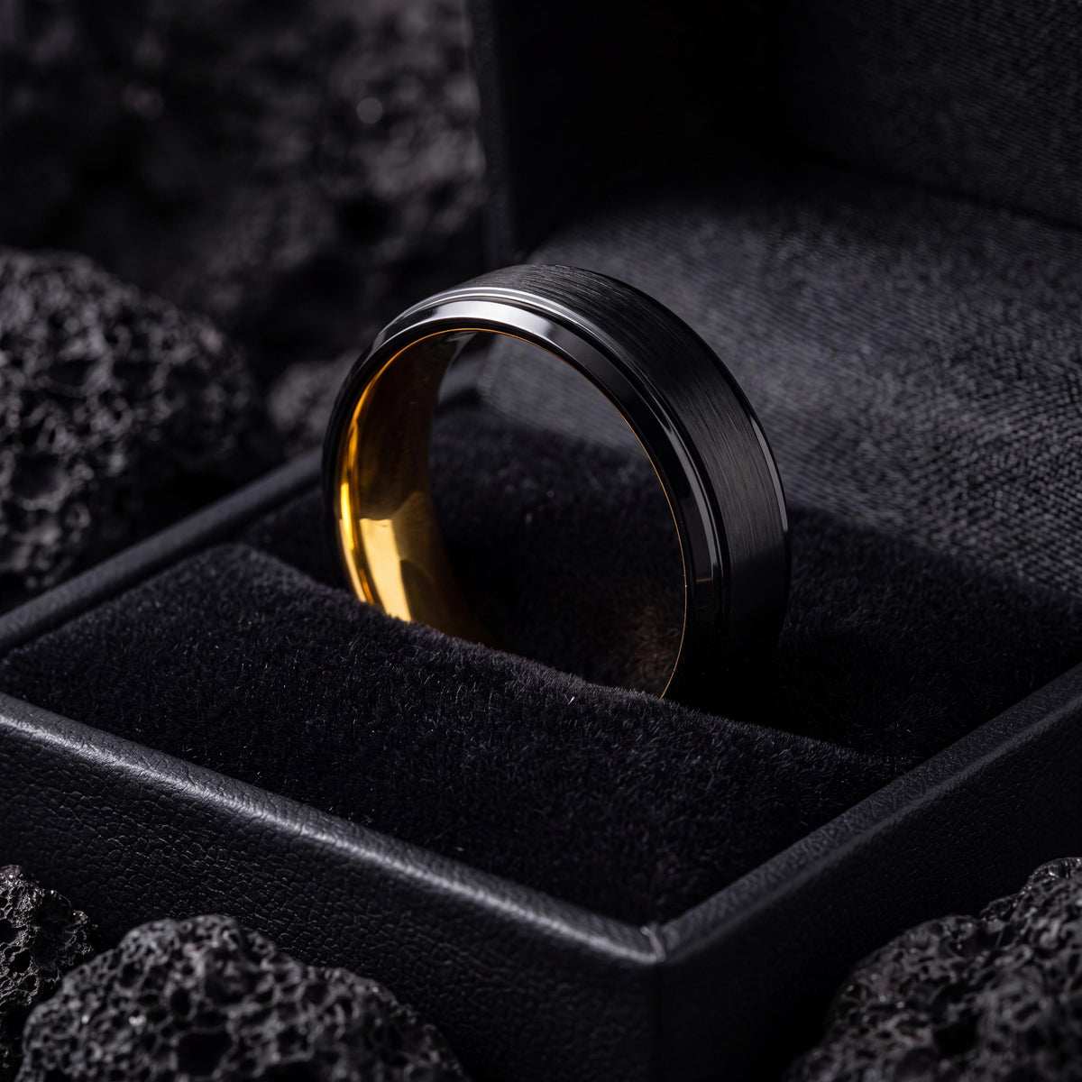 Wedding Bands,Mens Tungsten Wedding Band,Wedding Bands Set,Wedding Bands Set His and Hers,Minimalist Jewelry Gold,Black Mens Wedding Band,10