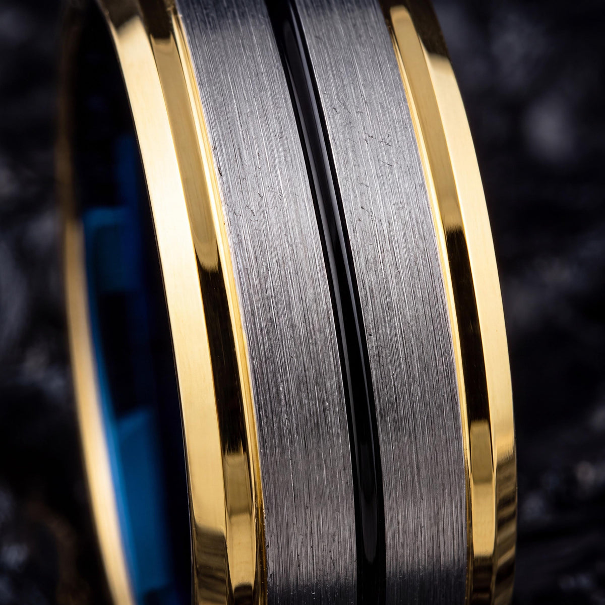 Mens Wedding Band Tungsten,Men Wedding Band,Wedding Rings Sets His and Hers,Chunky Gold Ring,Silver Set Mens,Black Metal,Blue Wedding Ring,8