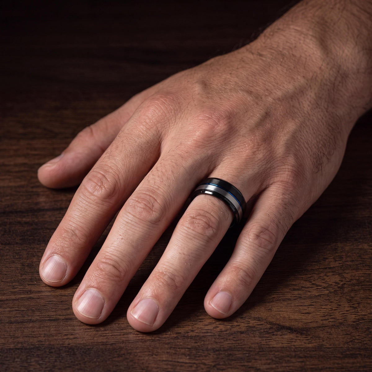 Mens Wedding Band,Tungsten Wedding Band,Mens Wedding Ring,Wedding Bands Minimalist,Matching Silver Rings,Black Wedding Ring,Mens Blue Ring,8