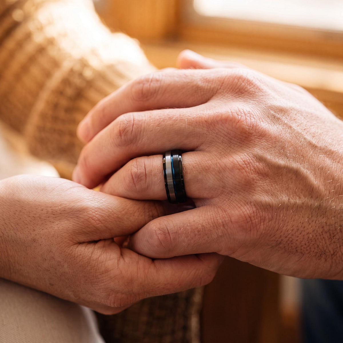 Mens Wedding Band,Tungsten Wedding Band,Mens Wedding Ring,Wedding Bands Minimalist,Matching Silver Rings,Black Wedding Ring,Mens Blue Ring,8