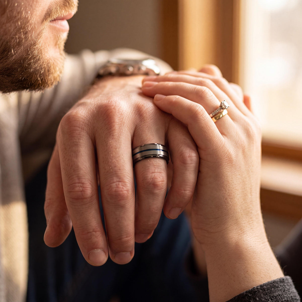 Mens Tungsten Wedding Band,Wedding Band Men,Contour Wedding Band,Male Wedding Band Gunmetal 4Mm,Silver Wedding Band Ring Women,Royal Blue,10