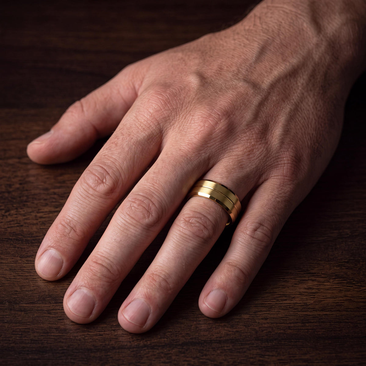 Mens Wedding Band Gold | 8mm Tungsten Ring For Men Gold | Personalized Gift For Men | Christmas Gifts For Her | Gold Engagement Rings