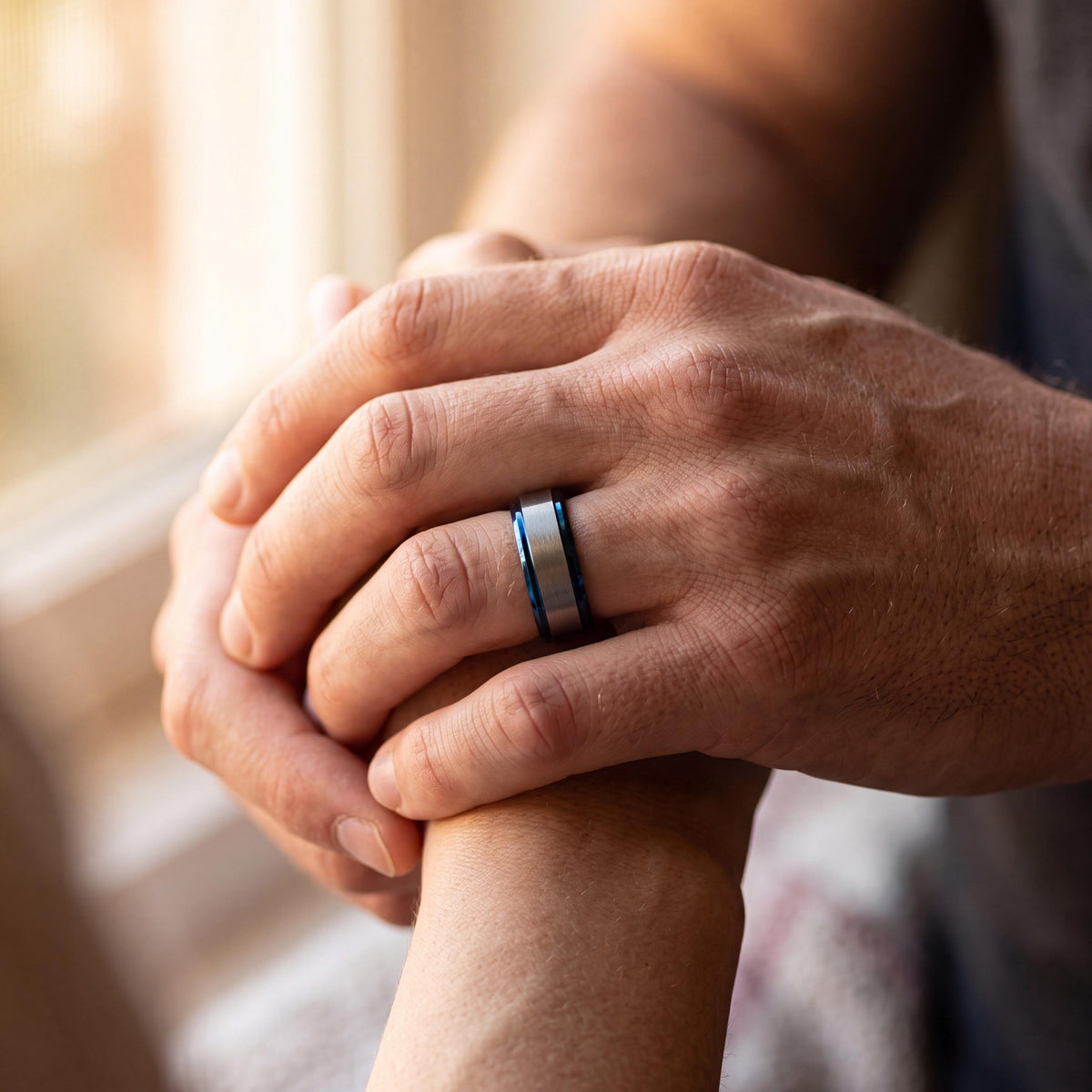 Mens Tungsten Wedding Band,Wedding Rings,Size 6 Wide Wedding Band,Mens Wedding Ring Silver And Blue,Womens Silver Rings,Blue Wedding Ring,10