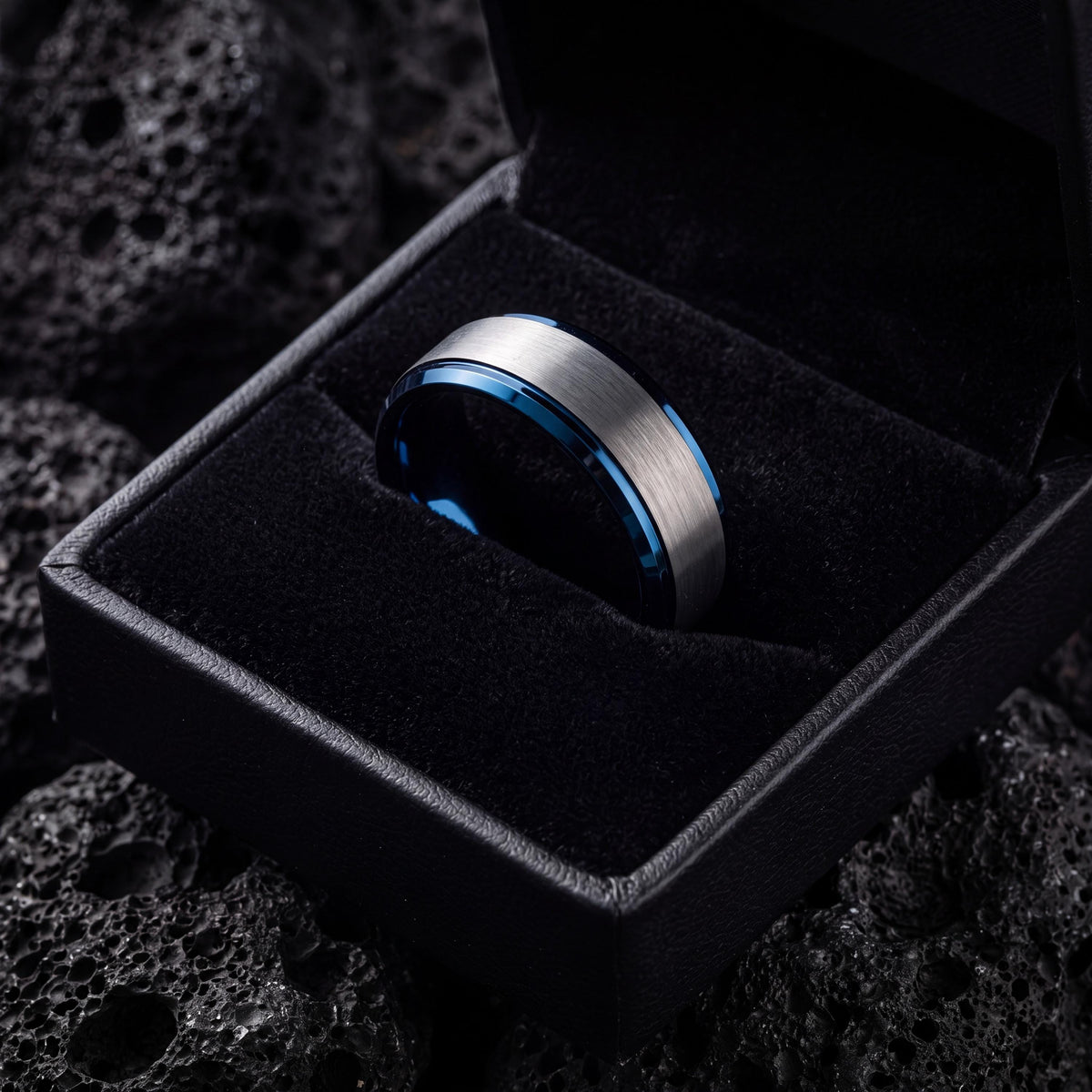 Mens Tungsten Wedding Band,Wedding Rings,Size 6 Wide Wedding Band,Mens Wedding Ring Silver And Blue,Womens Silver Rings,Blue Wedding Ring,10