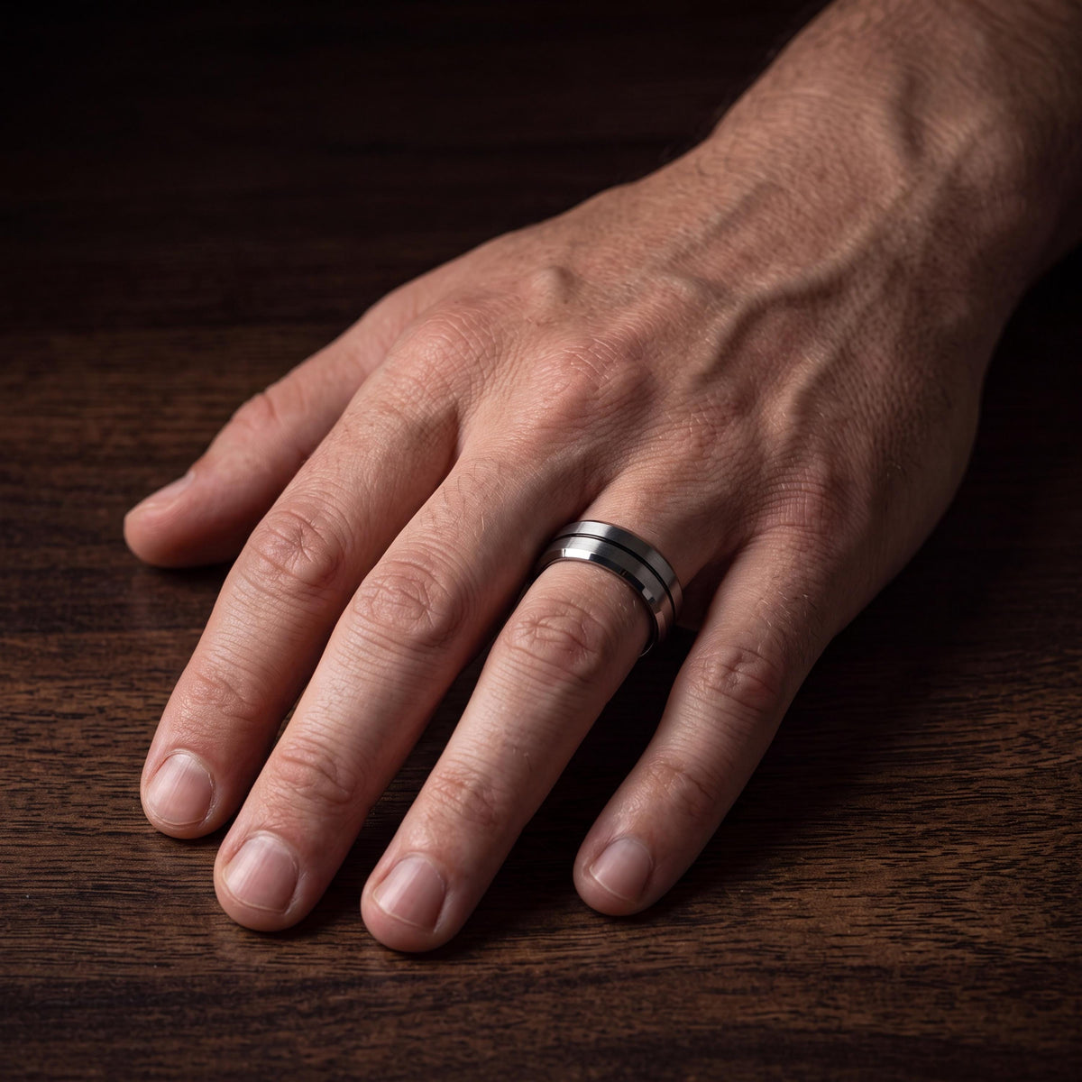 Tungsten Wedding Band,Wedding Band Women,Personalised Wedding,Silver Thick Band Rings,Metallic Black,Simple Silver And Black Stacked Rings,1