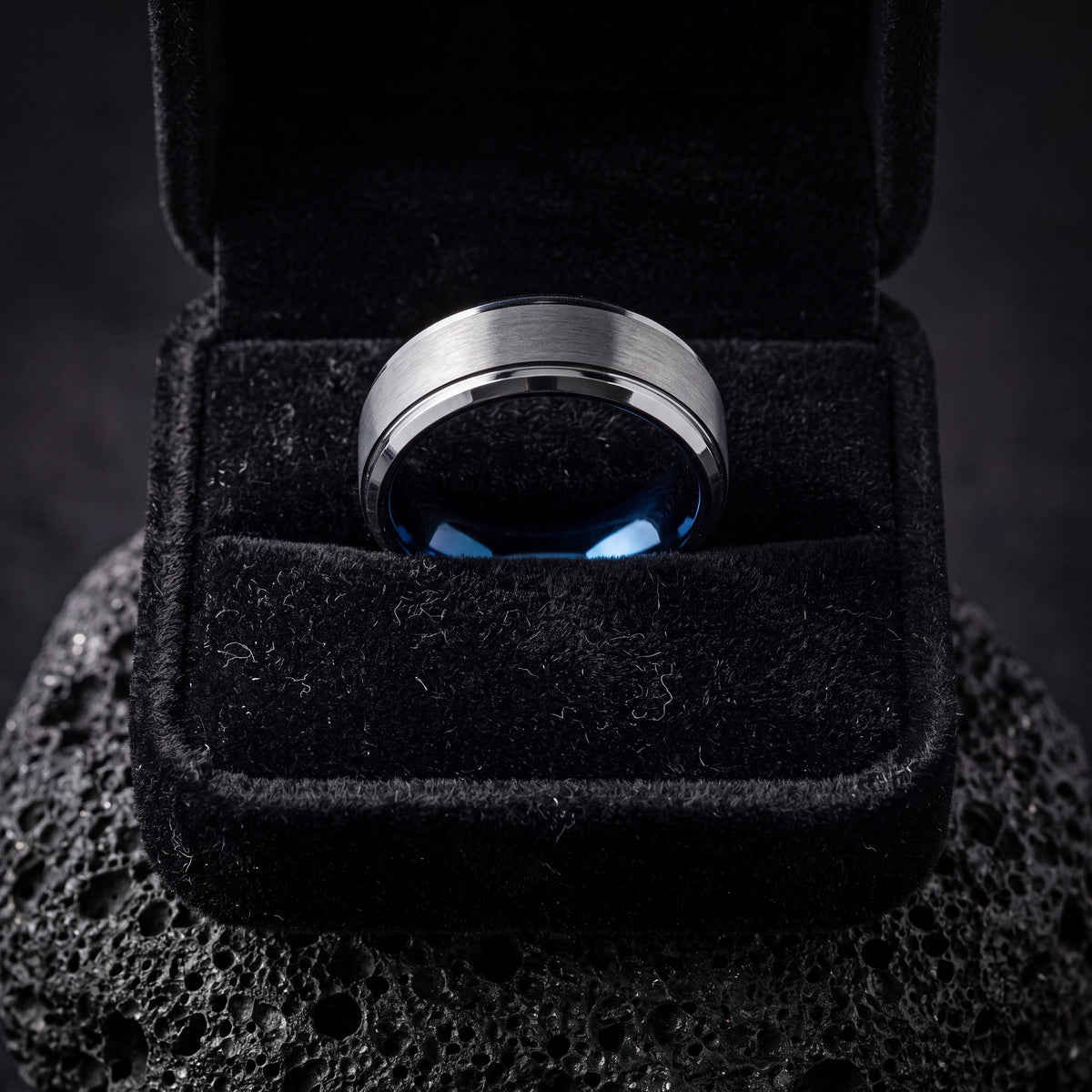 Wedding Band,Mens Tungsten Wedding Band,Wedding Band Set,Two Tone Wedding Band Set,Mens Wedding Ring Silver And Blue,Silver Set Mens,Blue,10