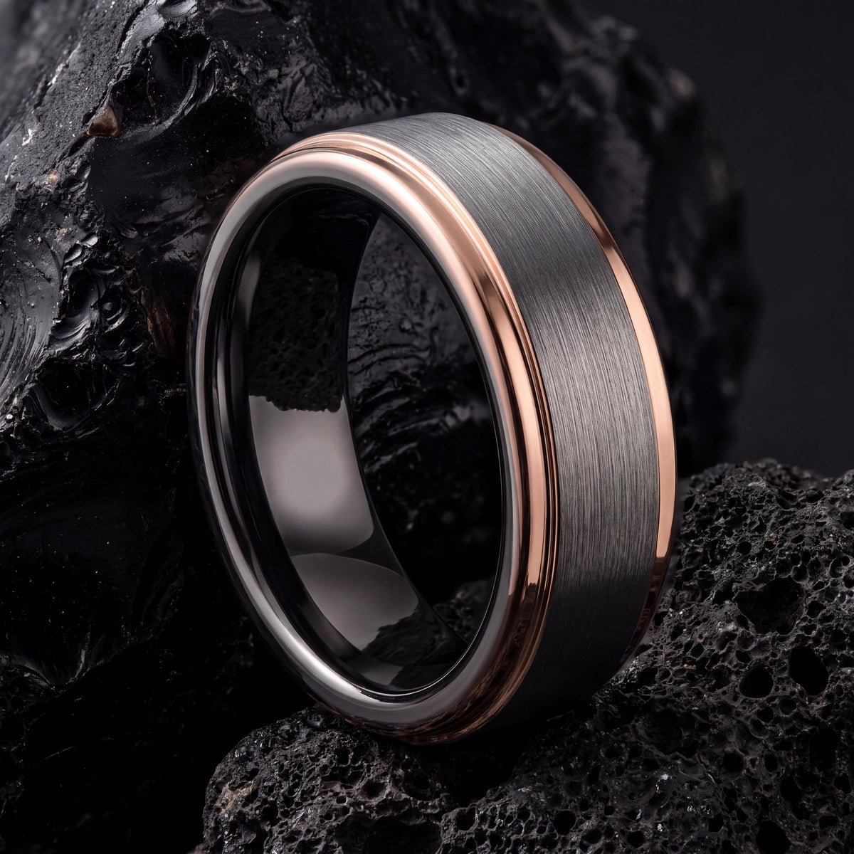 Mens Wedding Band Tungsten,Wedding Ring Set His And Hers,Women Wedding Band,Male Wedding Band Gunmetal 4Mm,Minimalist Silver Ring,Rosegold,1