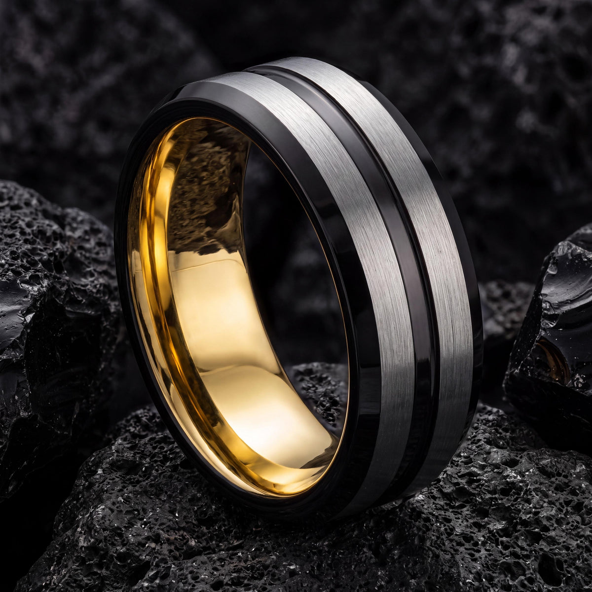 Wedding Ring,Tungsten Wedding Band,Unique Wedding Band,Matching Wedding Rings Set,Gold Stacking Ring,Silver Wedding Ring,Mens Black Rings,10