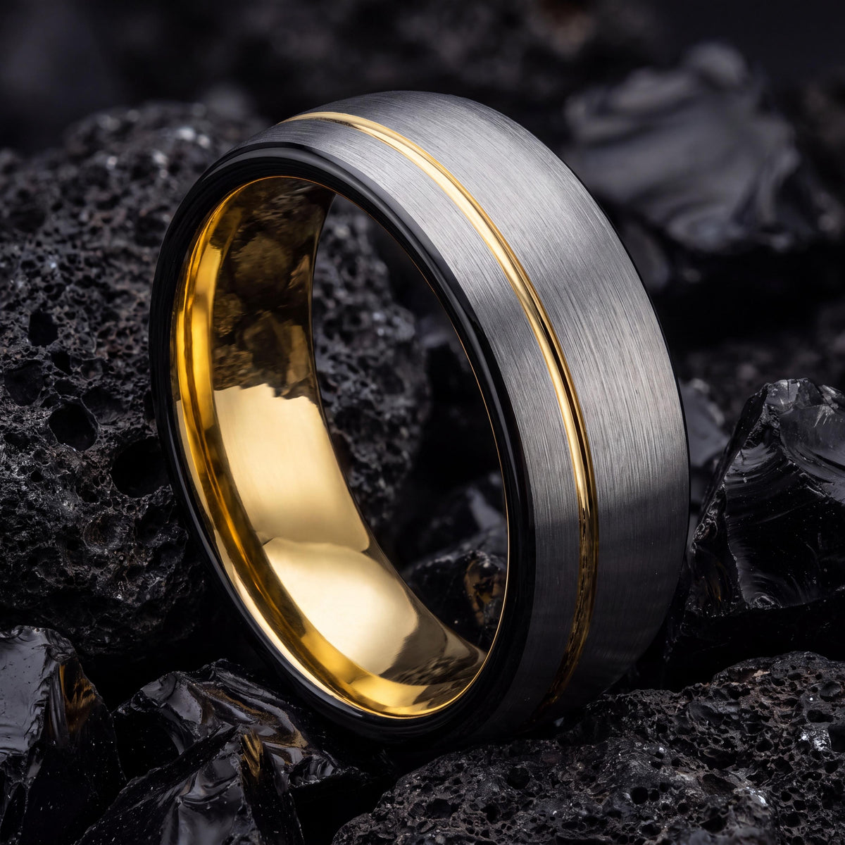 Mens Wedding Band Tungsten,Men Wedding Ring,Wedding Ring Women,Textured Gold Wedding Band Women,Silver Wedding Ring,Newly Wed Gifts Black,10