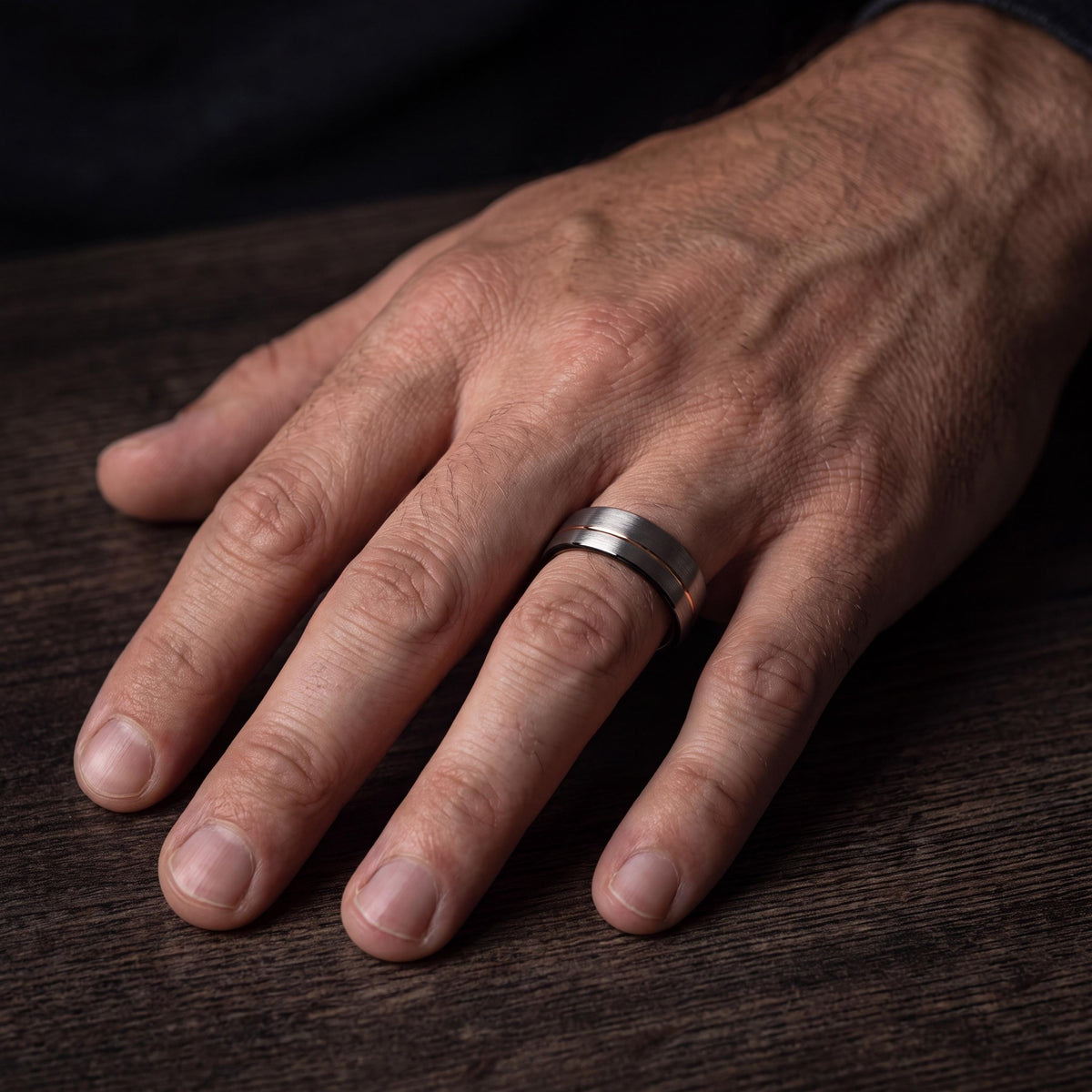 Curved Wedding Band,Nerdy Wedding Bands,Rose Gold and Black Tungsten Wedding Band,Silver Promise Ring,Rose Gold Ring,Newly Wed Gifts Black,8