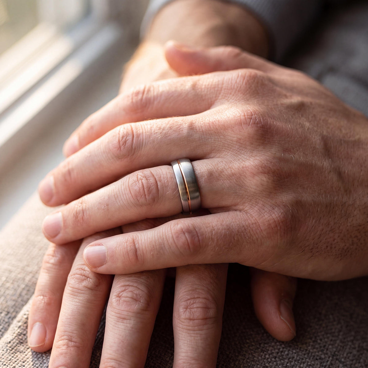 Curved Wedding Band,Nerdy Wedding Bands,Rose Gold and Black Tungsten Wedding Band,Silver Promise Ring,Rose Gold Ring,Newly Wed Gifts Black,8