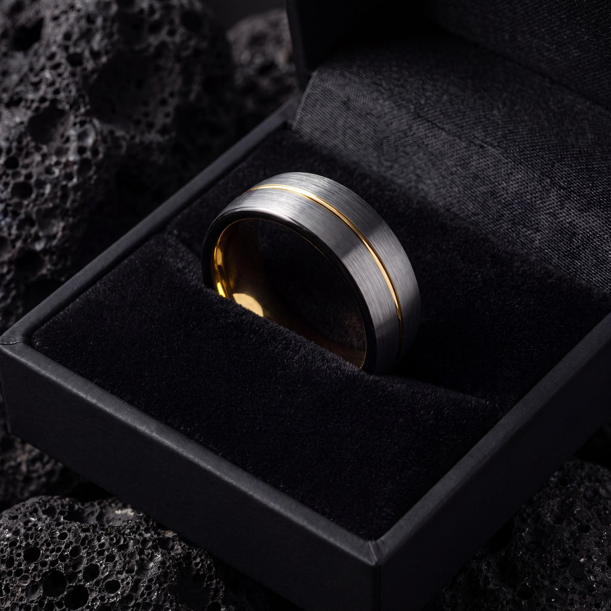 Tungsten Carbide Wedding Band, 18k Gold Plated, Comfort Fit