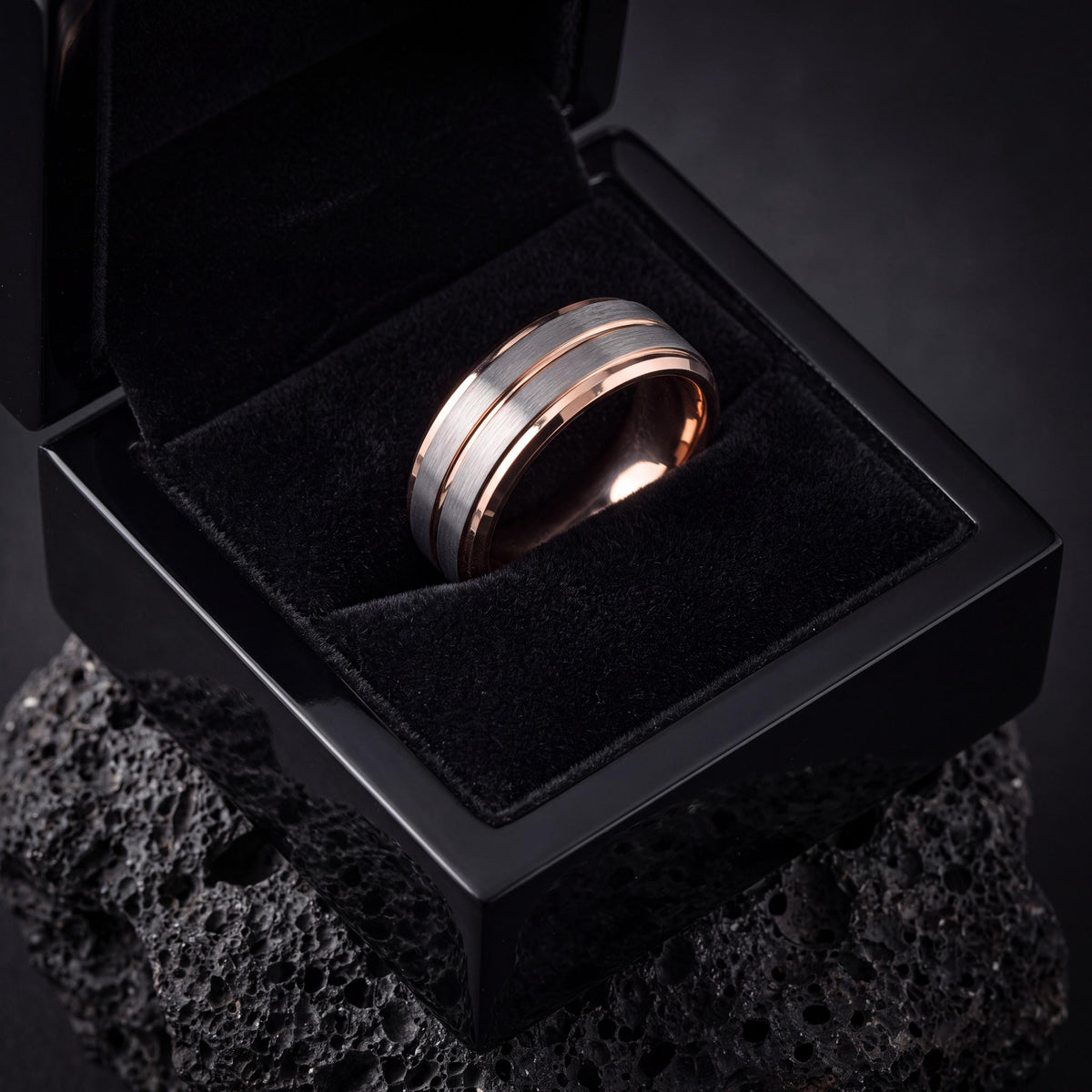 Mens Tungsten Wedding Band,His and Hers Wedding Bands,Man Wedding Bands,Silver Rose Ring,Mens Wedding Bands Silver,Rose Gold Stacking Ring,8