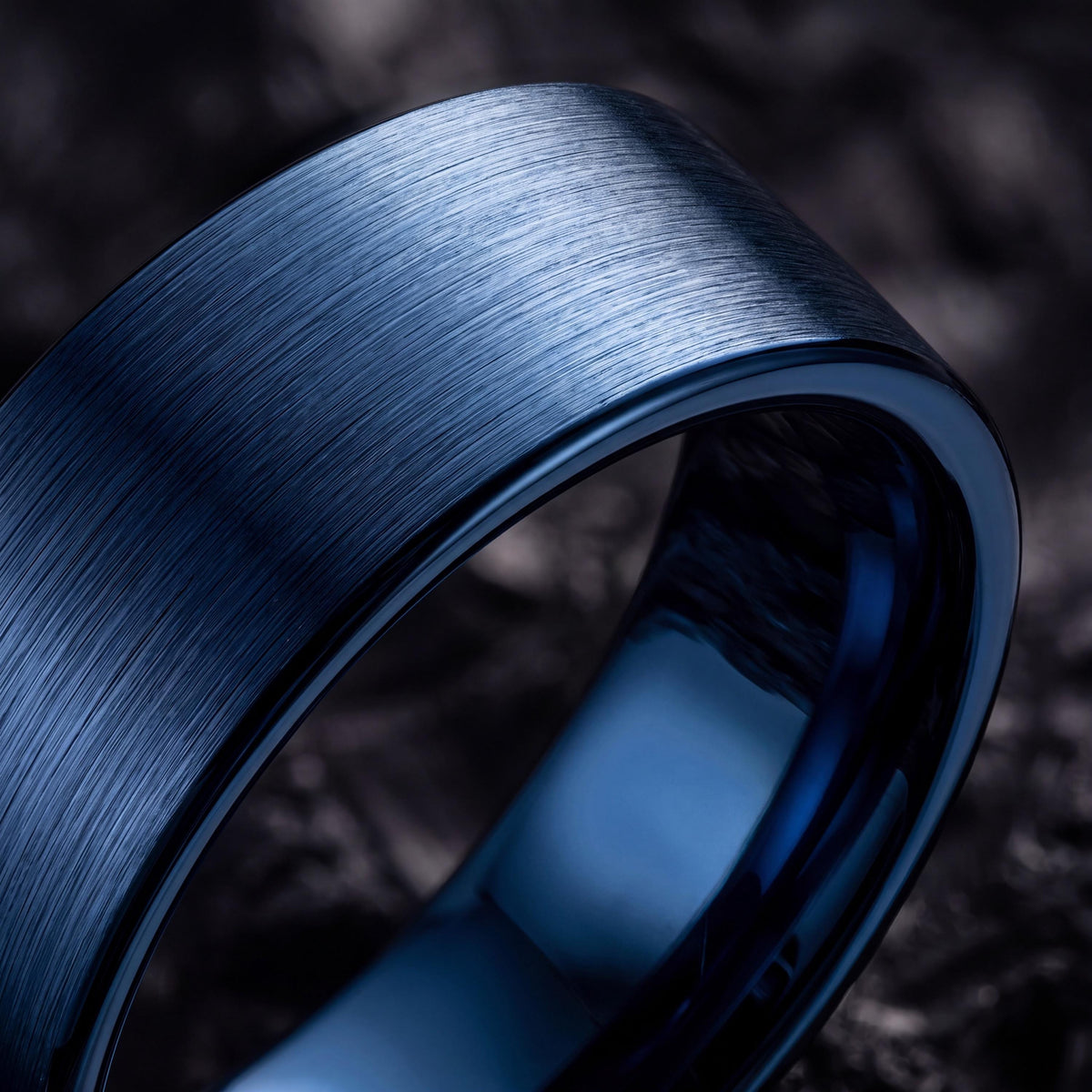 Royal Blue Tungsten Carbide Wedding Band, Comfort Fit