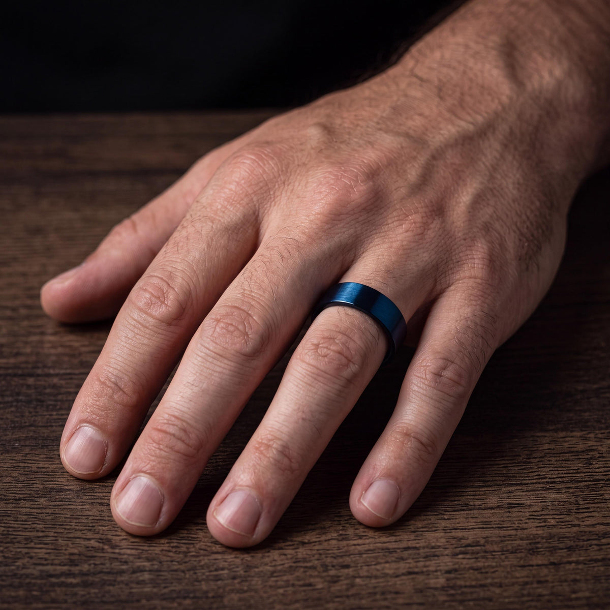 Blue Wedding Band Men, Black Tungsten Ring 8mm, Engagement Ring, Promise Rings for Him, Gifts For Him Boyfriend, Christmas Gift