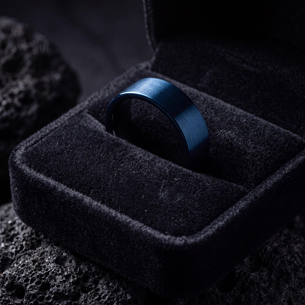 Blue Wedding Band Men, Black Tungsten Ring 8mm, Engagement Ring, Promise Rings for Him, Gifts For Him Boyfriend, Christmas Gift