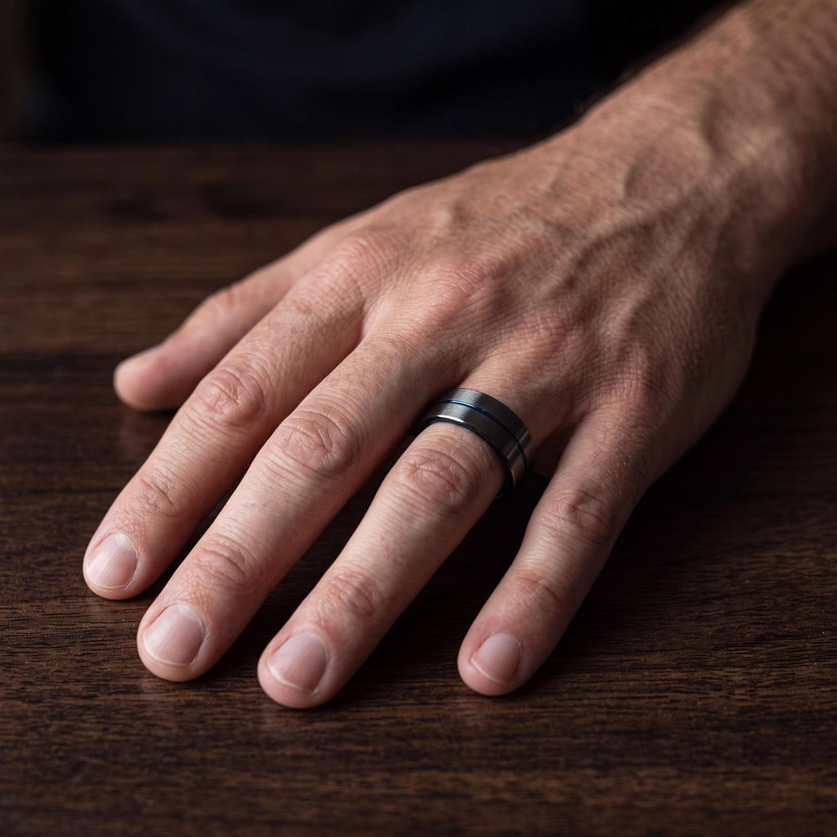 Mens Wedding Band,Tungsten Wedding Band,Wedding Bands Set,Wedding Ring Set Women,Male Wedding Band Gunmetal 6mm,Dainty Blue Ring Stackable,8