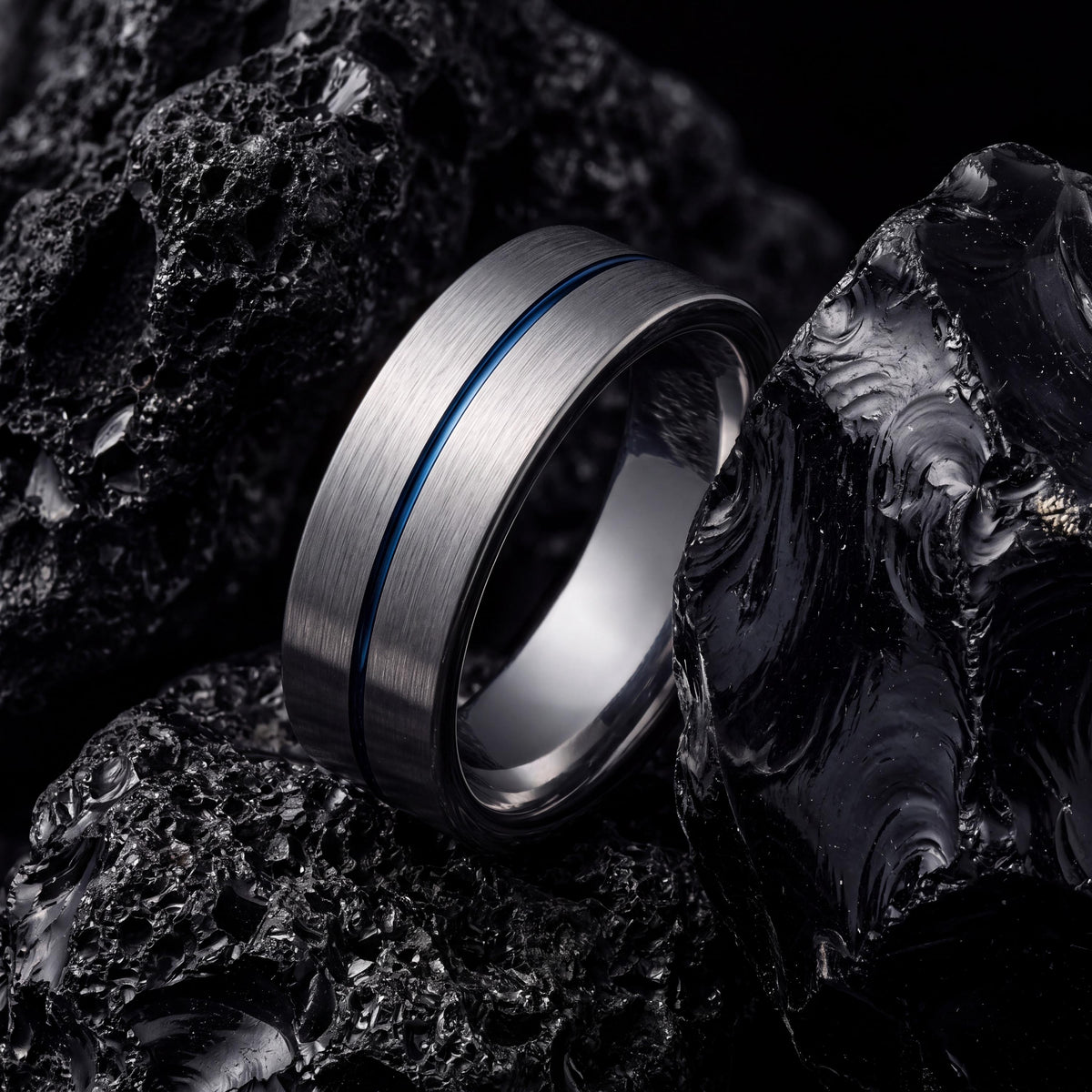 Wedding Ring,Mens Tungsten Wedding Band,Wedding Rings,Two Tone Mens Wedding Rings,Blue And Silver Ring,Mens Heavy Silver Ring,Blue Wide Ring