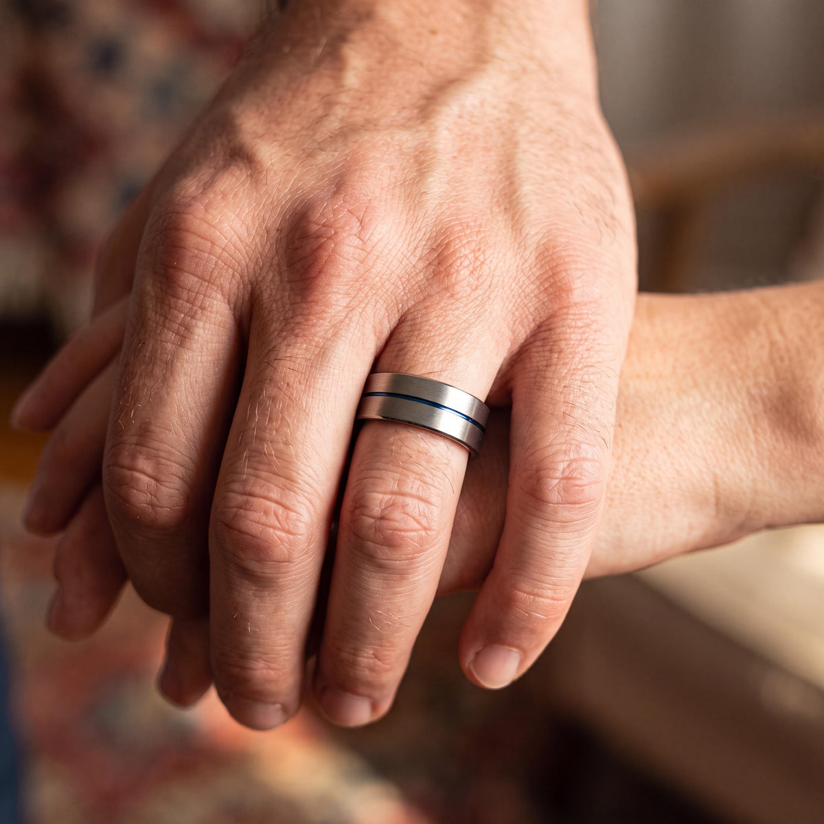 Wedding Ring,Mens Tungsten Wedding Band,Wedding Rings,Two Tone Mens Wedding Rings,Blue And Silver Ring,Mens Heavy Silver Ring,Blue Wide Ring