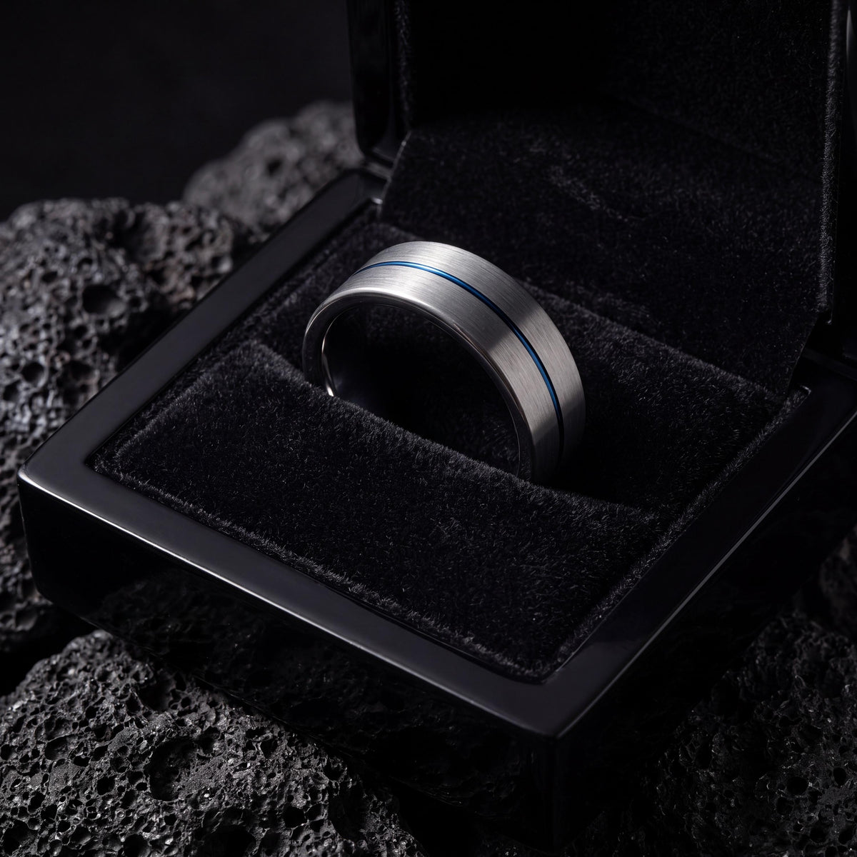 Wedding Ring,Mens Tungsten Wedding Band,Wedding Rings,Two Tone Mens Wedding Rings,Blue And Silver Ring,Mens Heavy Silver Ring,Blue Wide Ring