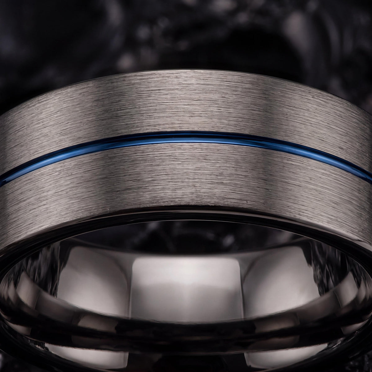 Wedding Band,Mens Tungsten Wedding Band,Matching Wedding Bands His And Hers,Two Tone Wedding Band Set,Gunmetal Men Wedding Band,Blue Rings,1
